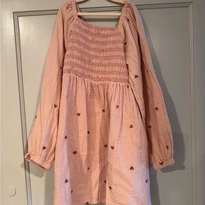 Cat & Jack Blush Pink Kids Dress with Heart Accents